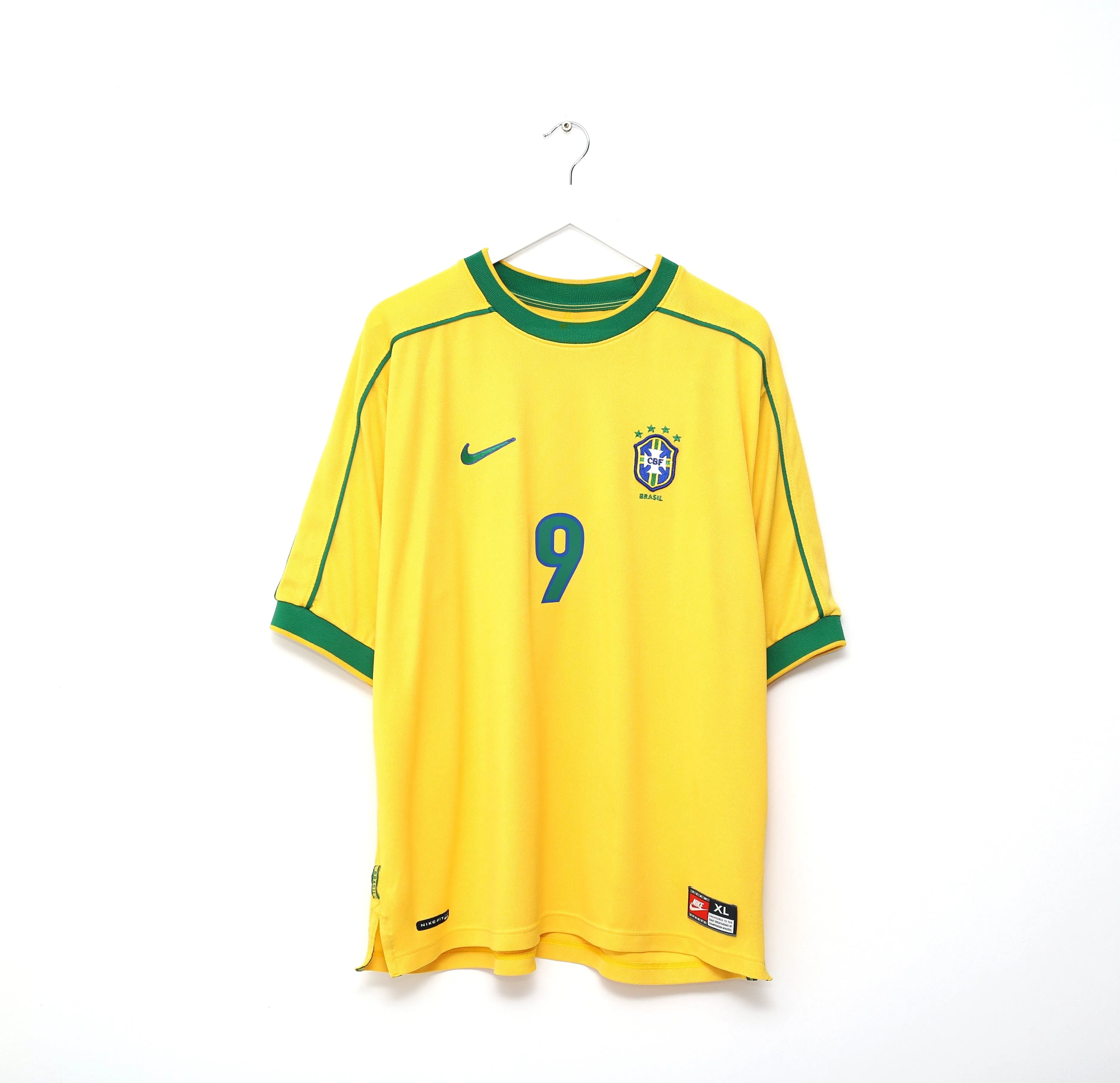 1998/00 RONALDO #9 Brazil Vintage Nike WC 98 Home Football Shirt (XL)