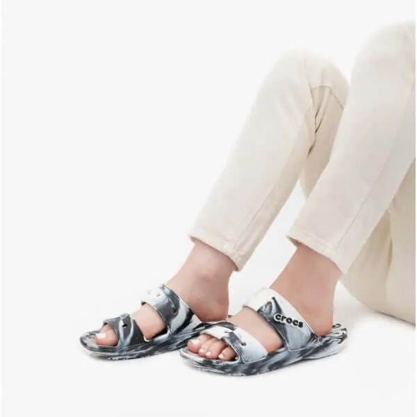 207701-103 CLASSIC MARBLED Unisex Sandals White/Black