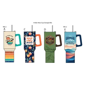 40 oz Stainless-Steel Insulated Printed Cup Georgia - 6 Pieces Per Retail Ready Display 41682