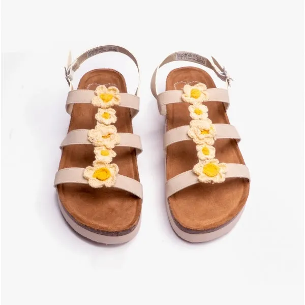 ABUZZ Ladies Adjustable Sandals Cream