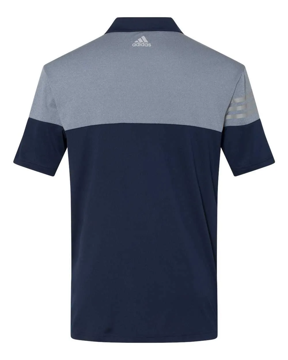 Adidas A213 Heathered 3-Stripes Block Sport Shirt - Collegiate Navy Mid Grey