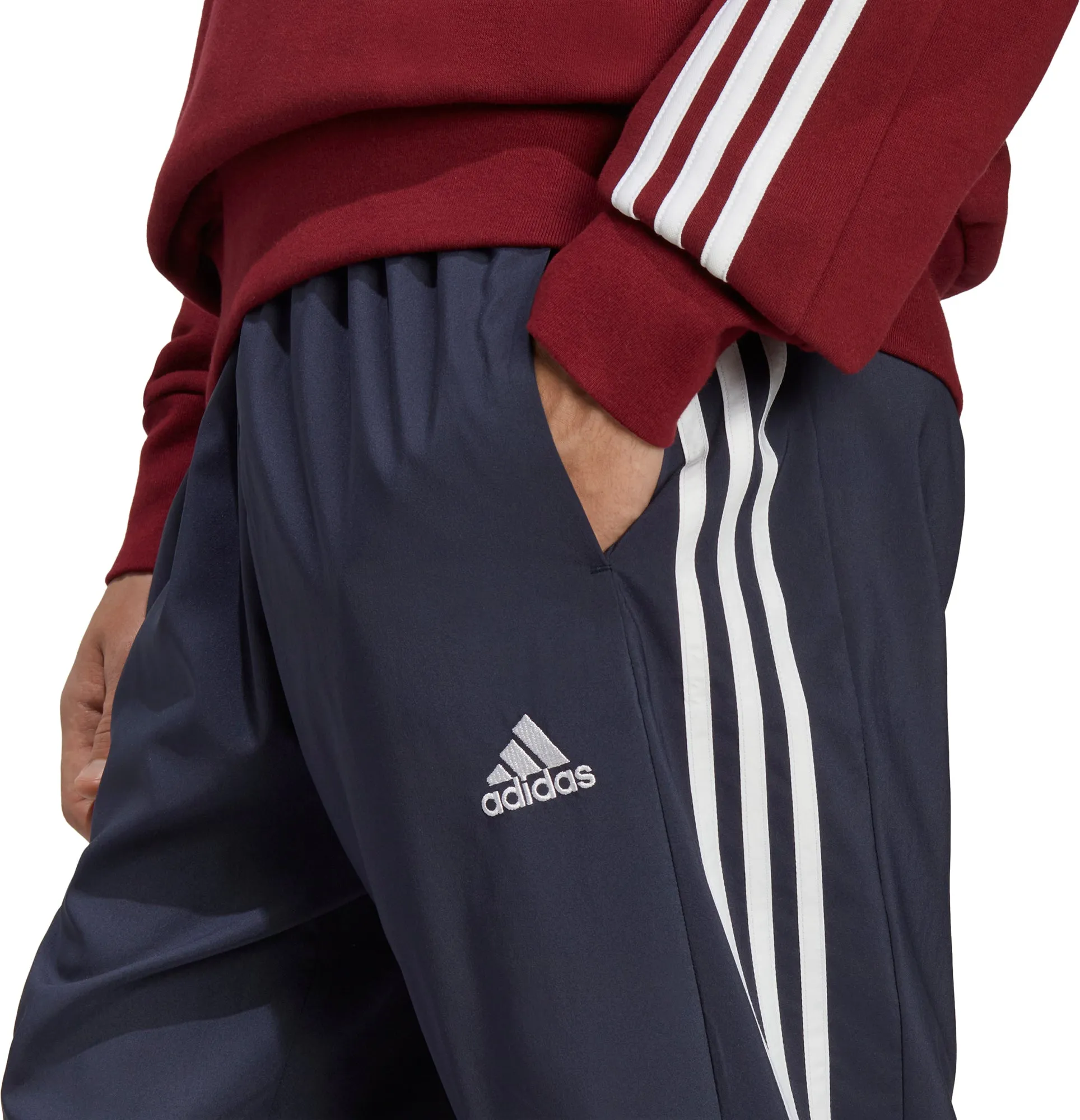 adidas AeroReady Essentials Woven 3 Stripes Mens Joggers- Navy