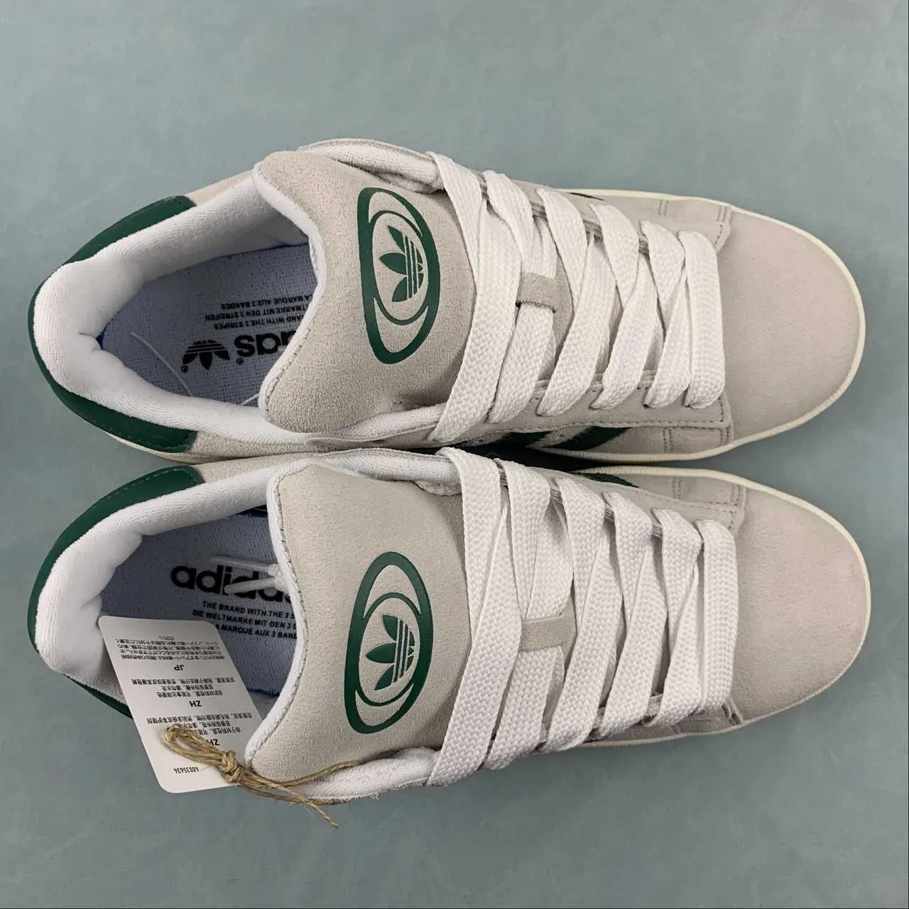 Adidas Campus 00s Sneakers in Crystal White and Dark Green