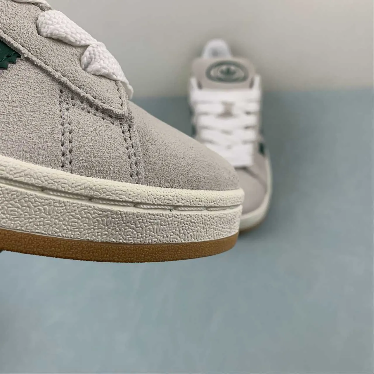 Adidas Campus 00s Sneakers in Crystal White and Dark Green