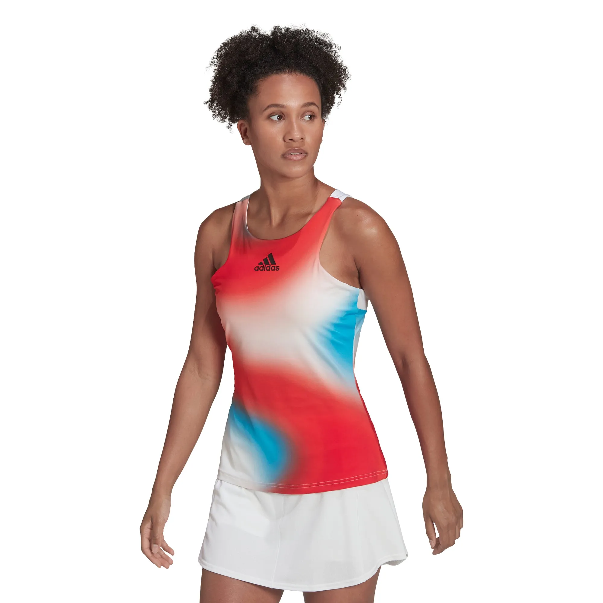 Adidas Womens Melbourne Tank - White/Vivid Red/Sky Rush