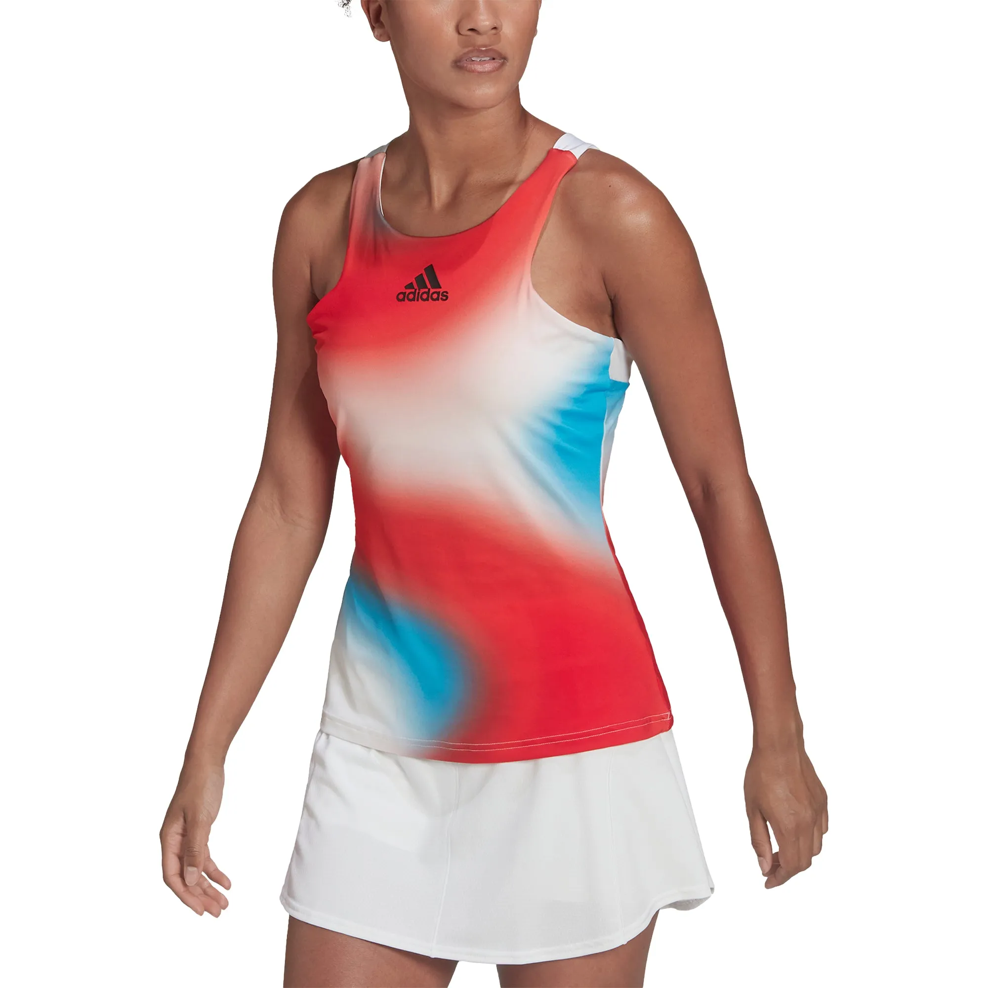 Adidas Womens Melbourne Tank - White/Vivid Red/Sky Rush