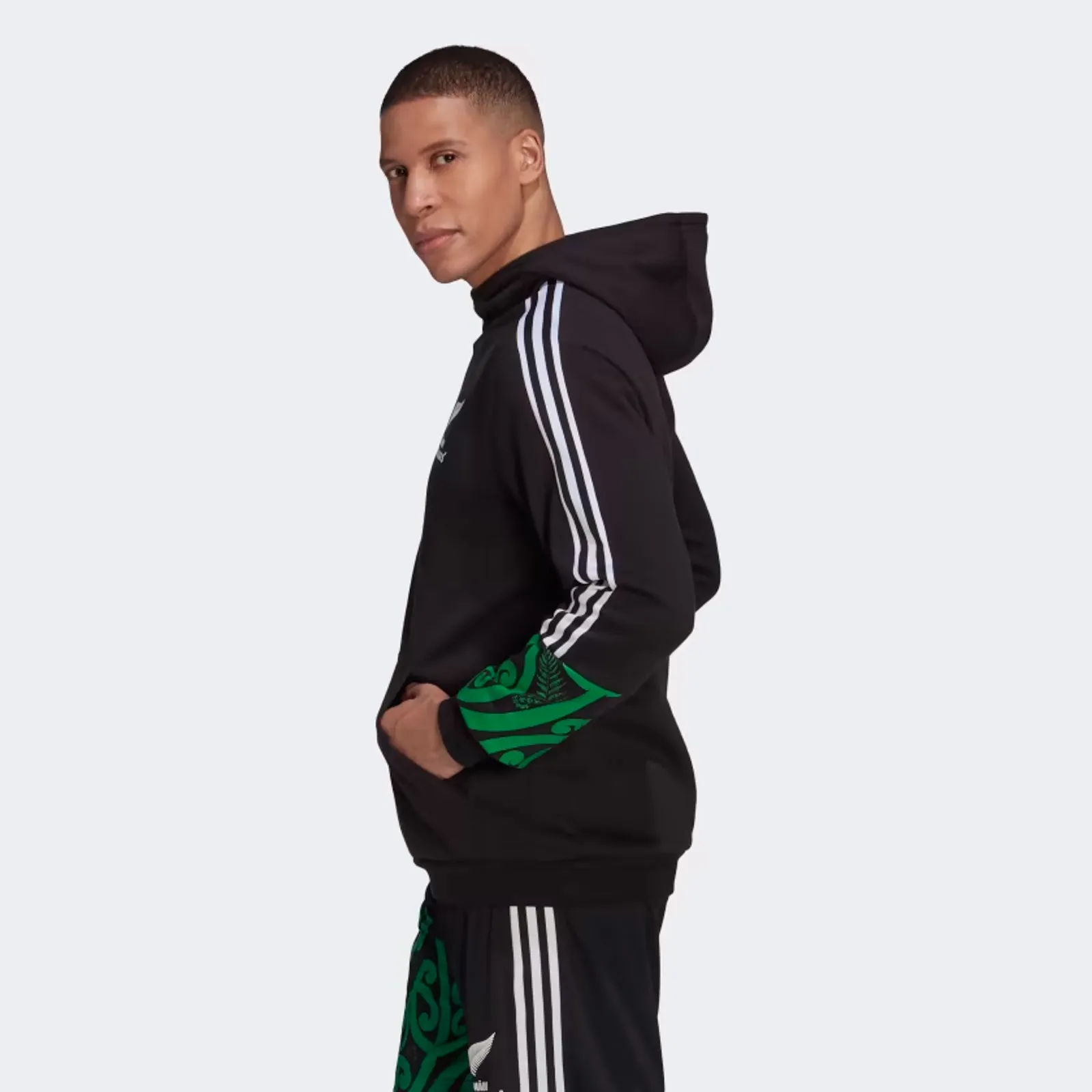 All Blacks 2024/25 Adult Maori 3-Stripes Hoodie Rugby Union by adidas