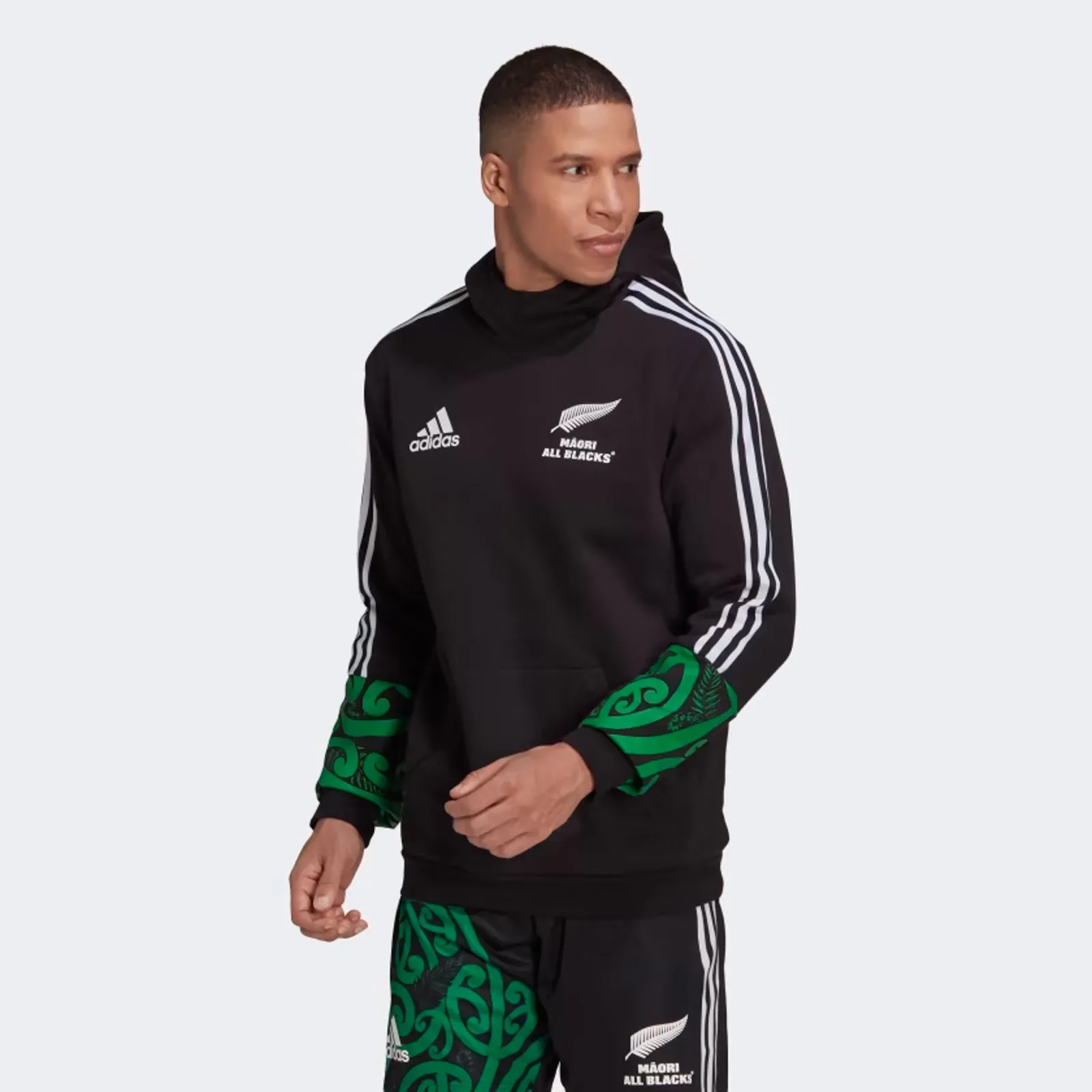 All Blacks 2024/25 Adult Maori 3-Stripes Hoodie Rugby Union by adidas