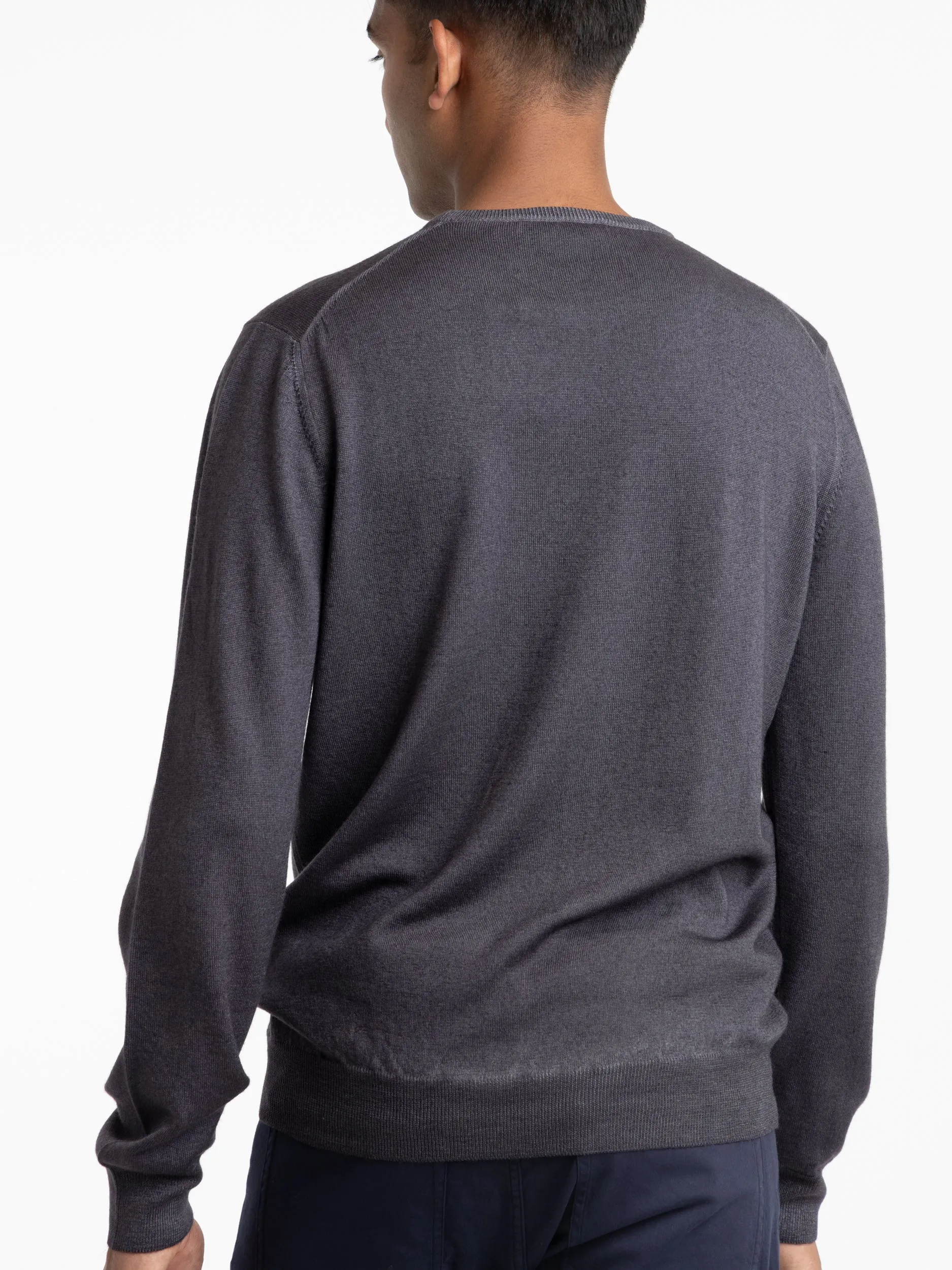 Anthracite Grey Merino Wool Crewneck Sweater