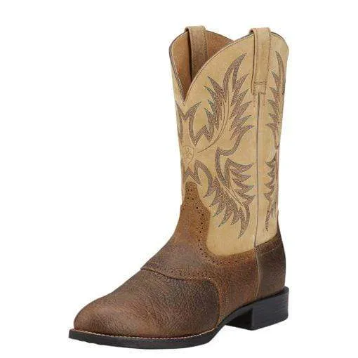 Ariat Mens Heritage Stockman Western Boots - Premium Tumbled Brown Leather