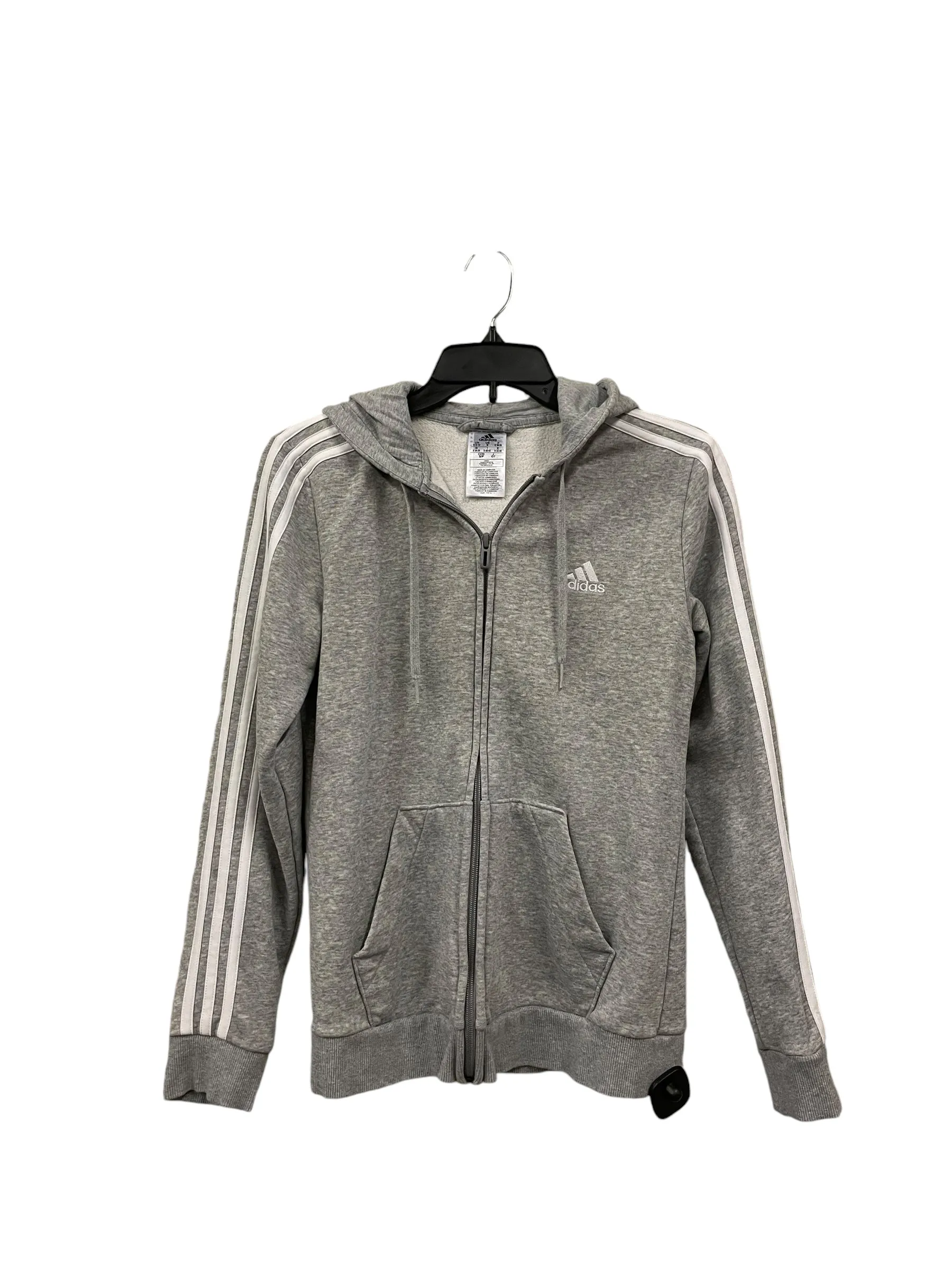 Athletic Jacket By Adidas In Grey, Size: S