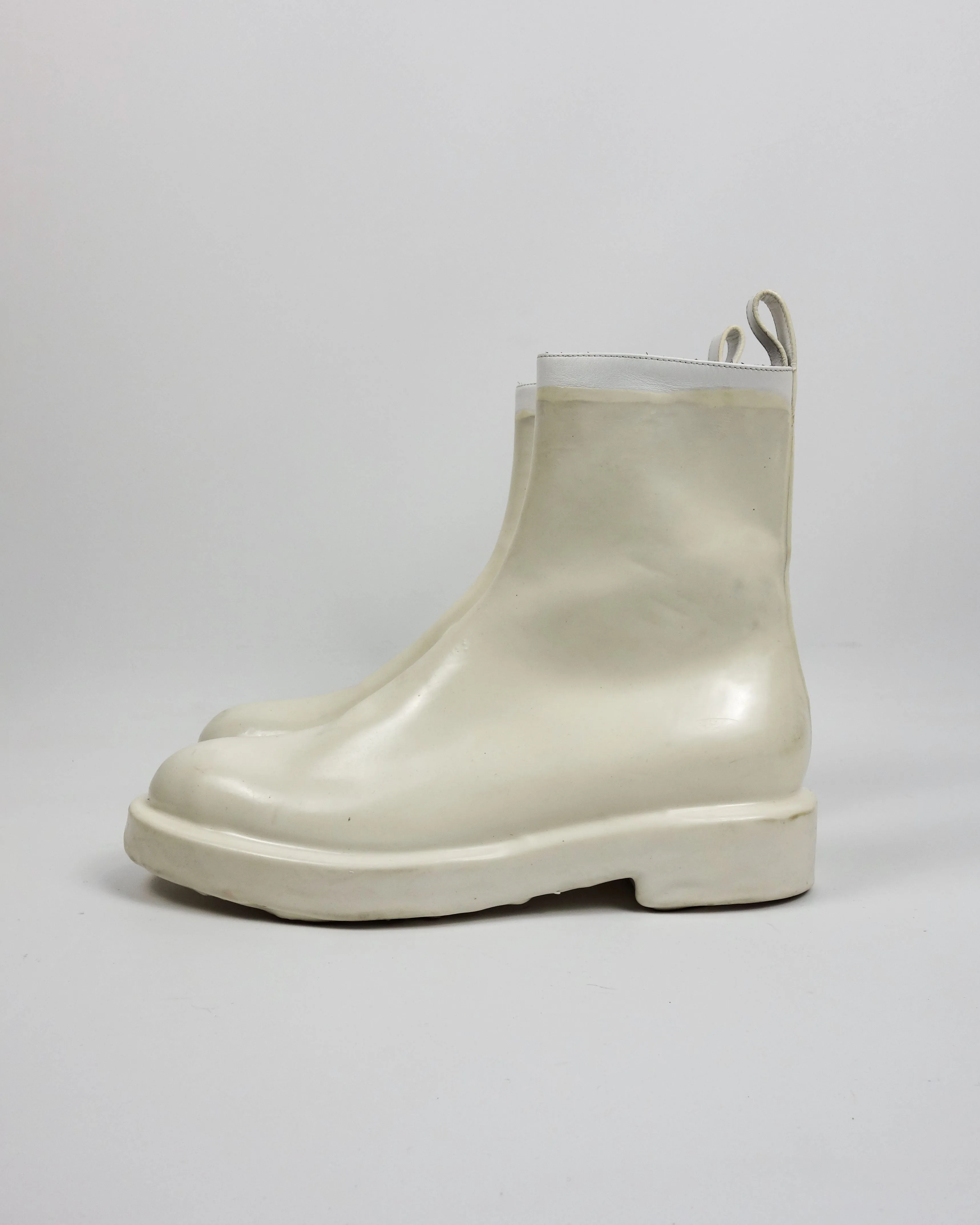 Balenciaga Dipped Side-Zip White Leather Boots AW 2016