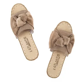 Beige Bows Leather Sandals