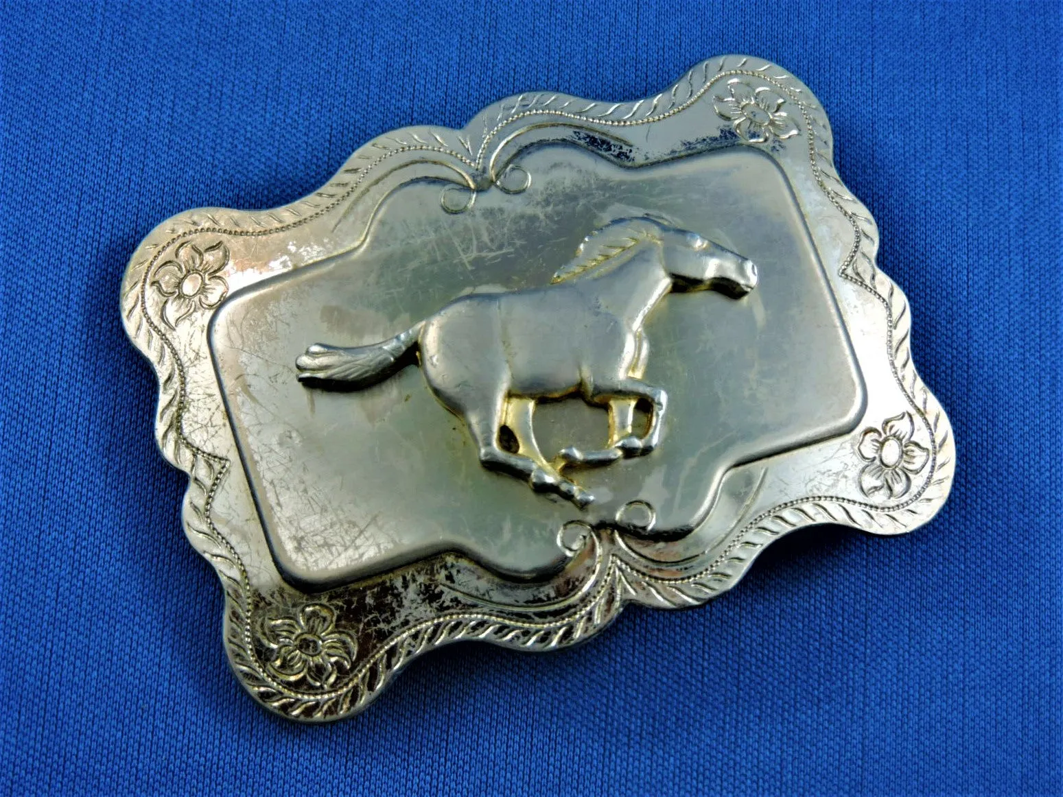 Belt Buckle - Silver Toned Running Horse