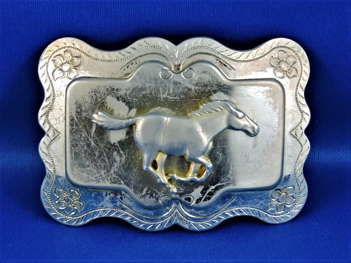 Belt Buckle - Silver Toned Running Horse