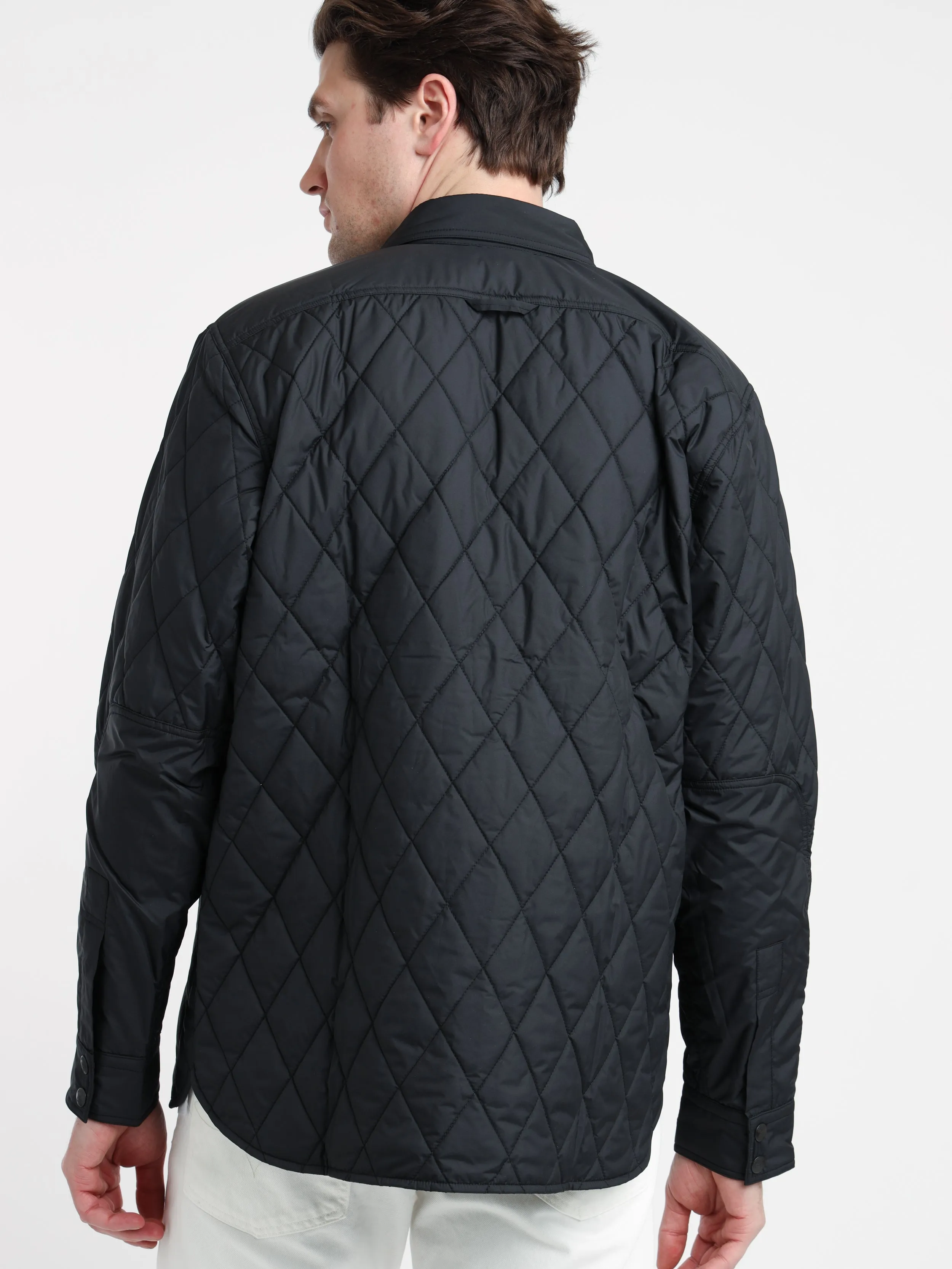 Black Quilted Shirt Jacket