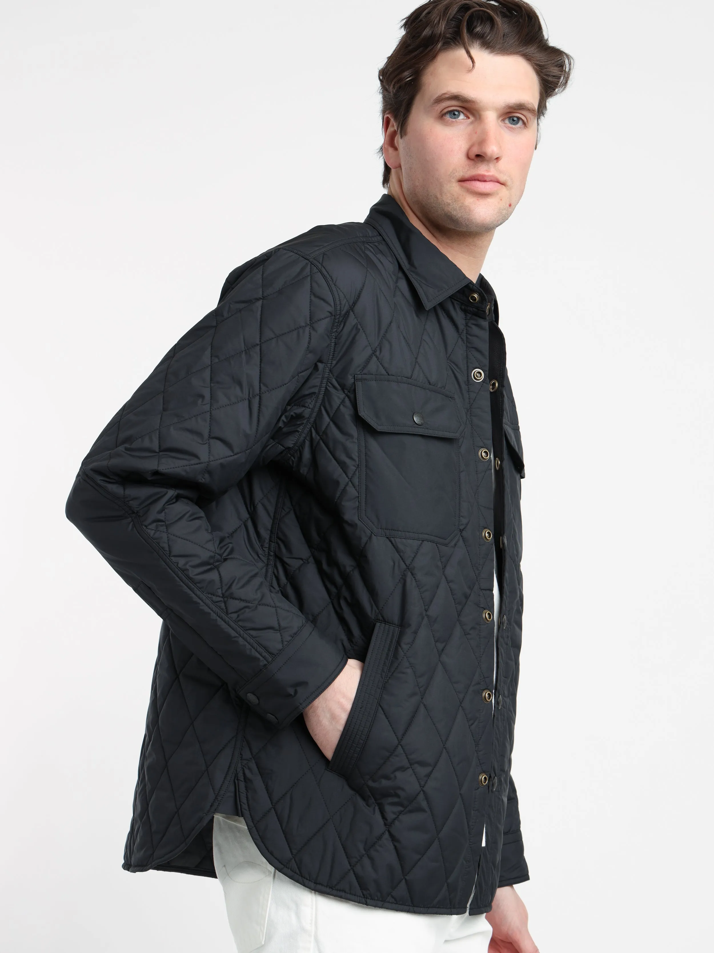 Black Quilted Shirt Jacket