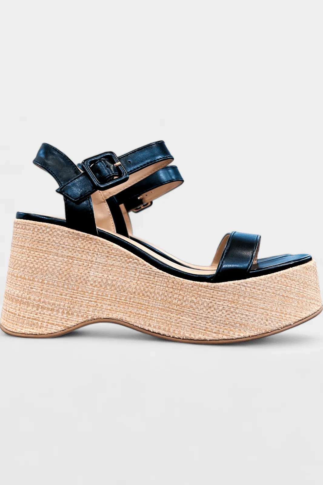 Black Spring Wedge Sandals