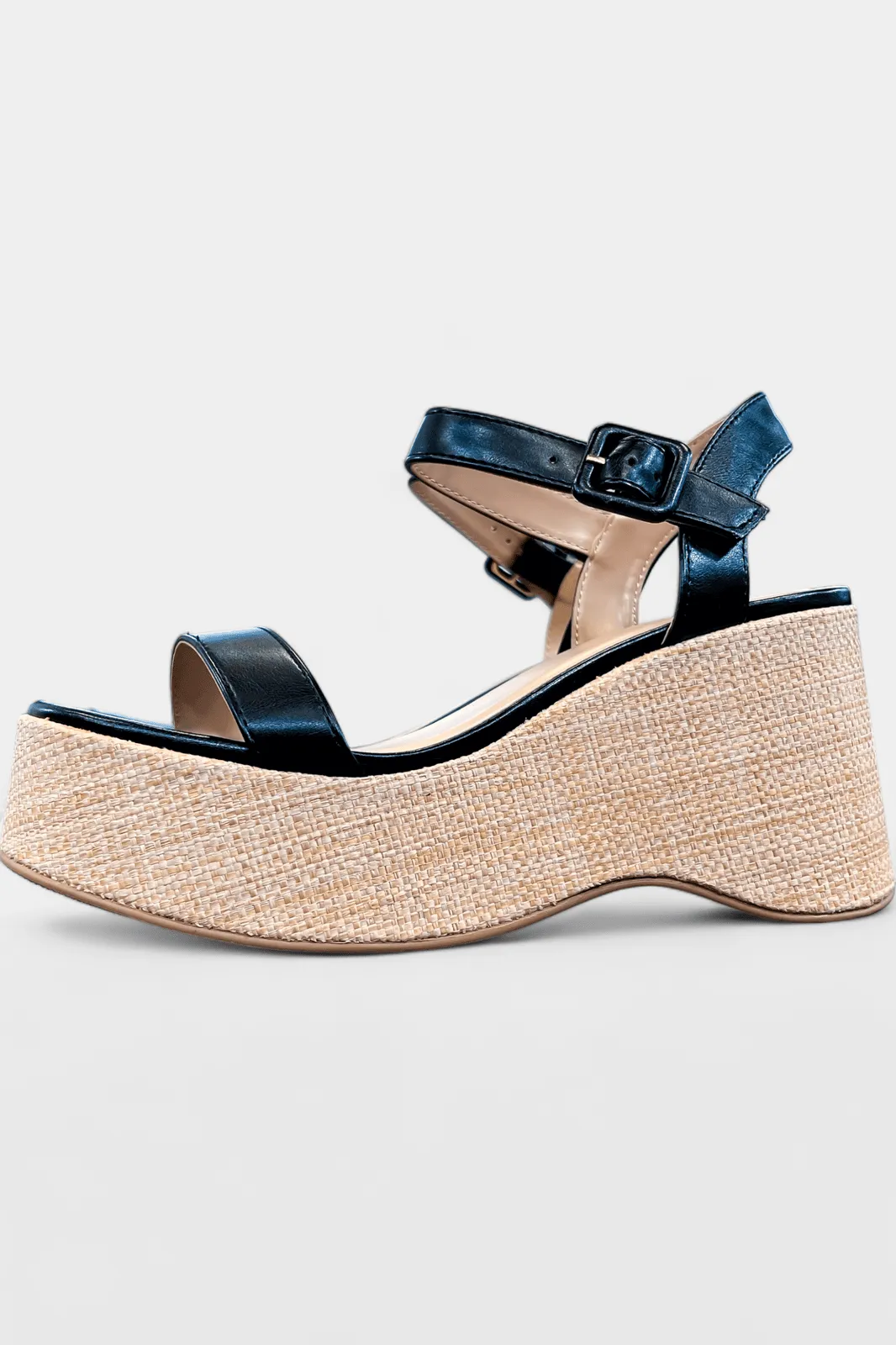 Black Spring Wedge Sandals