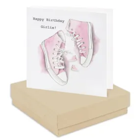 Boxed Happy Birthday Girlie Converse Earring Card