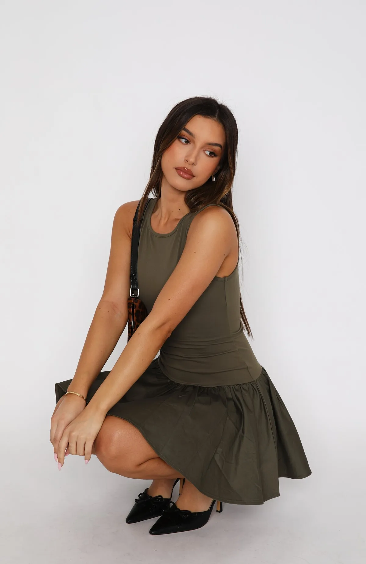 Bring Them To Me Mini Dress Khaki