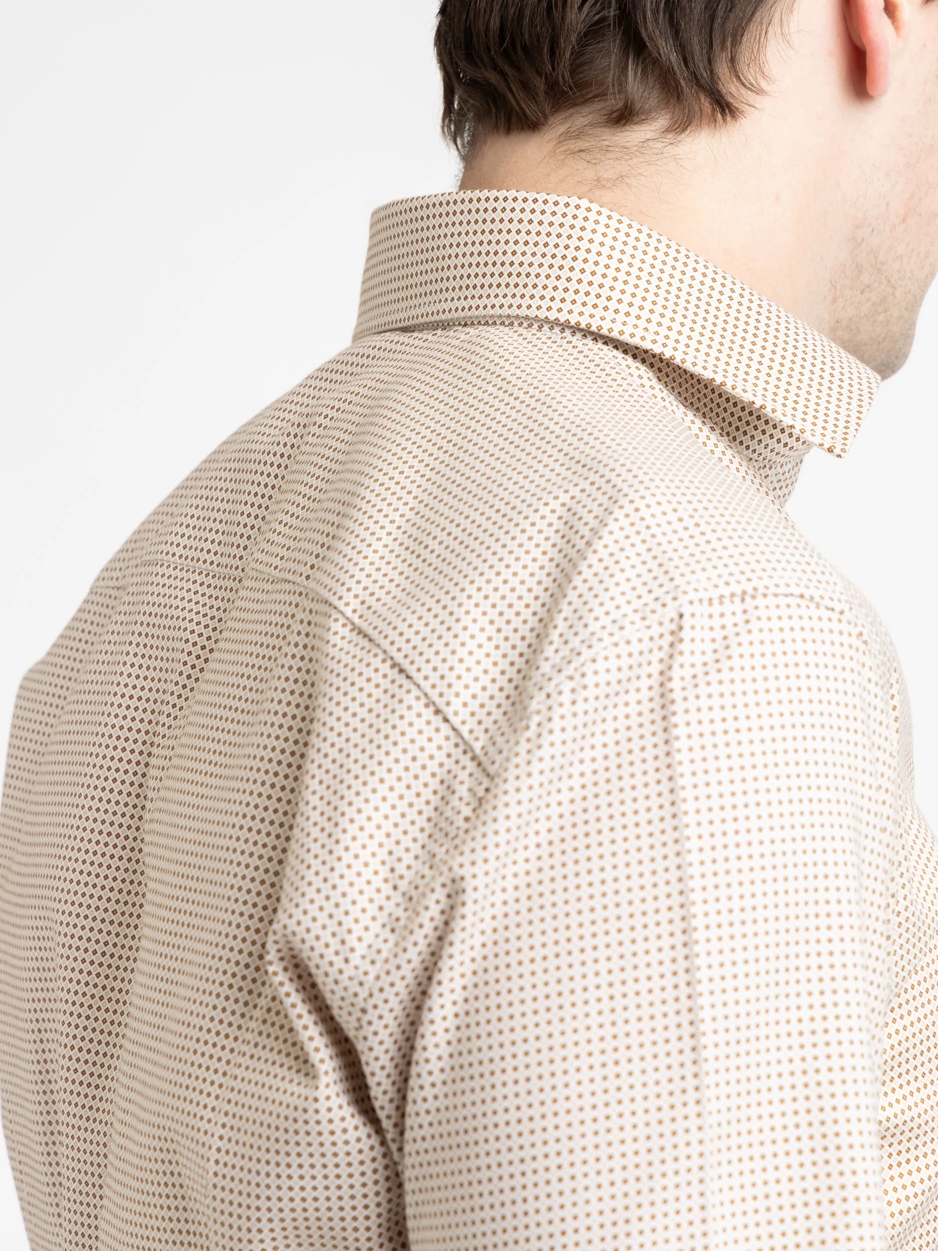 Brown Micro Patterned Twill Shirt