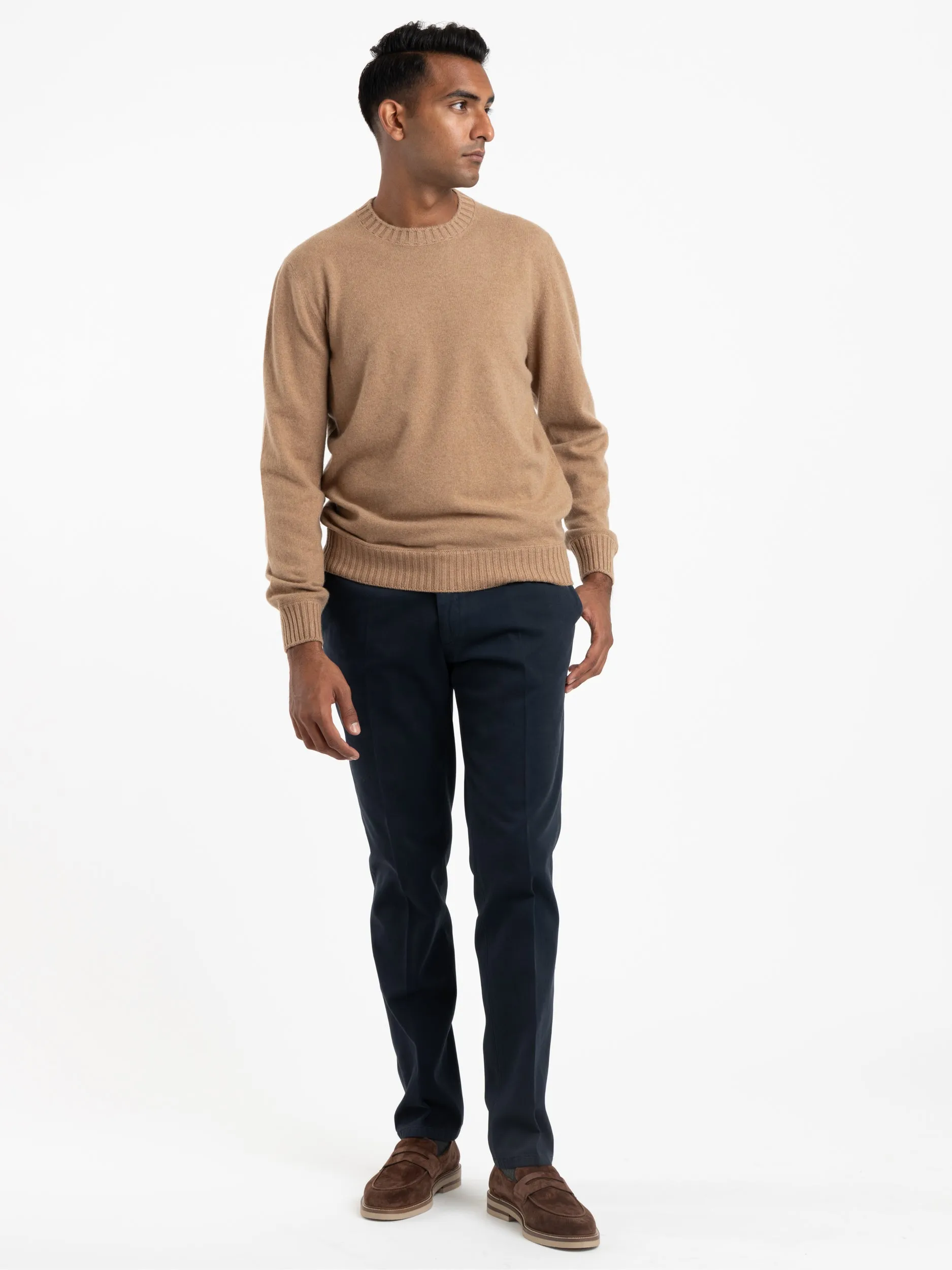 Camel Brown Felt Cashmere Sweater