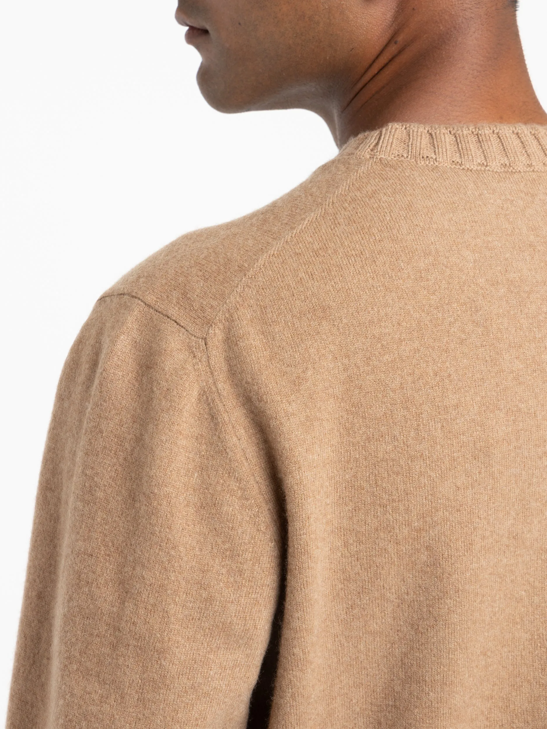 Camel Brown Felt Cashmere Sweater