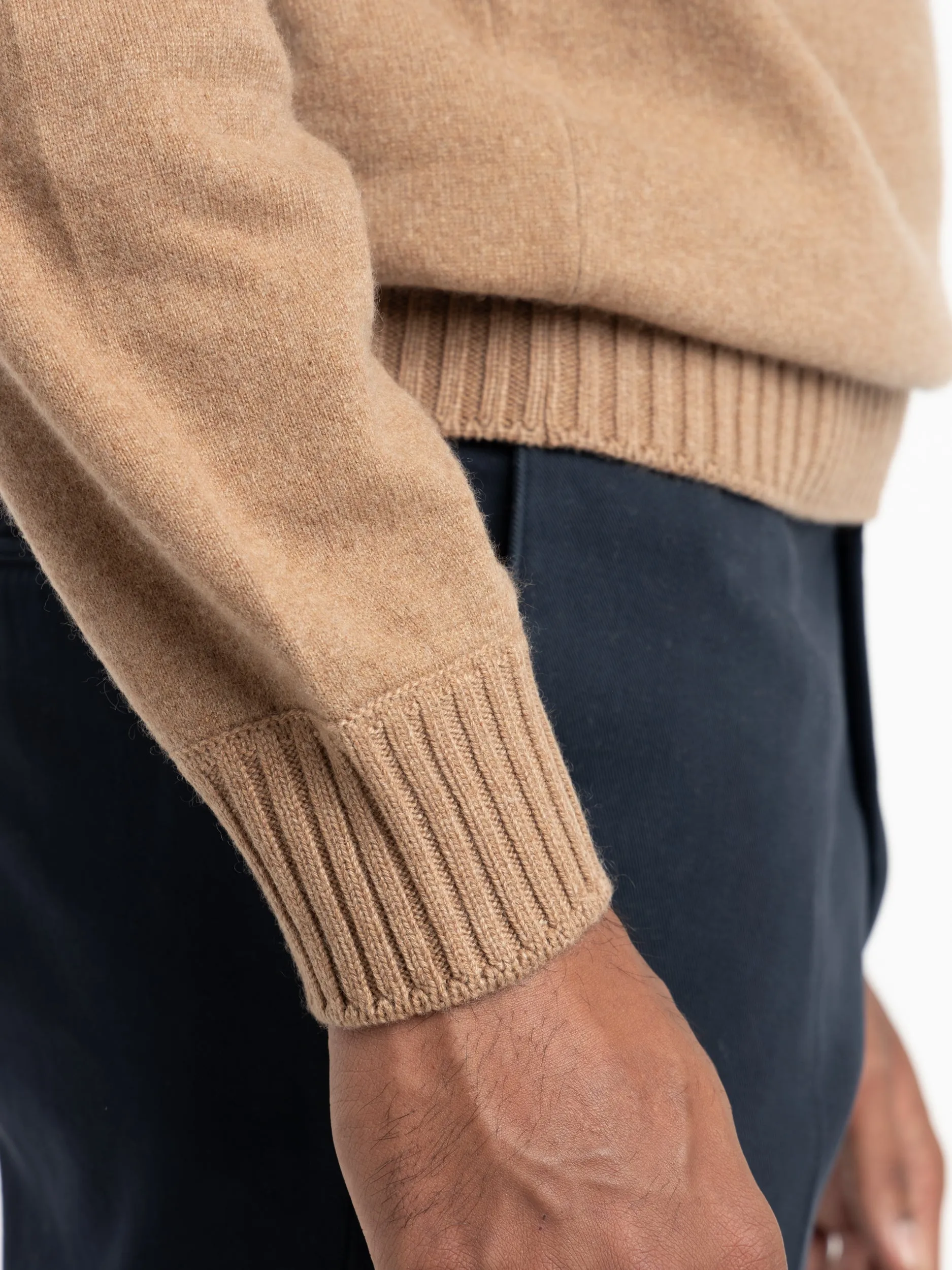 Camel Brown Felt Cashmere Sweater