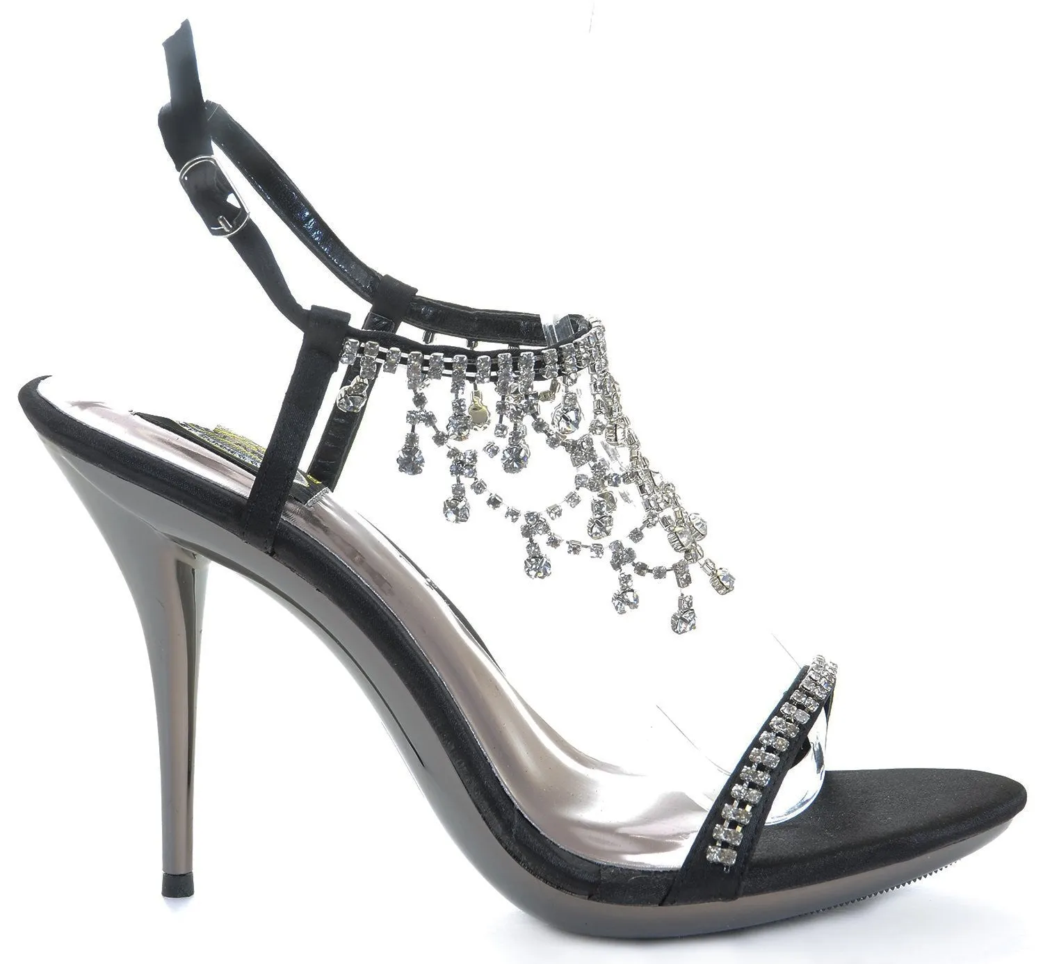 Cascading Rhinestone Evening Bridal Wedding High Heel Sandal Womens Shoes