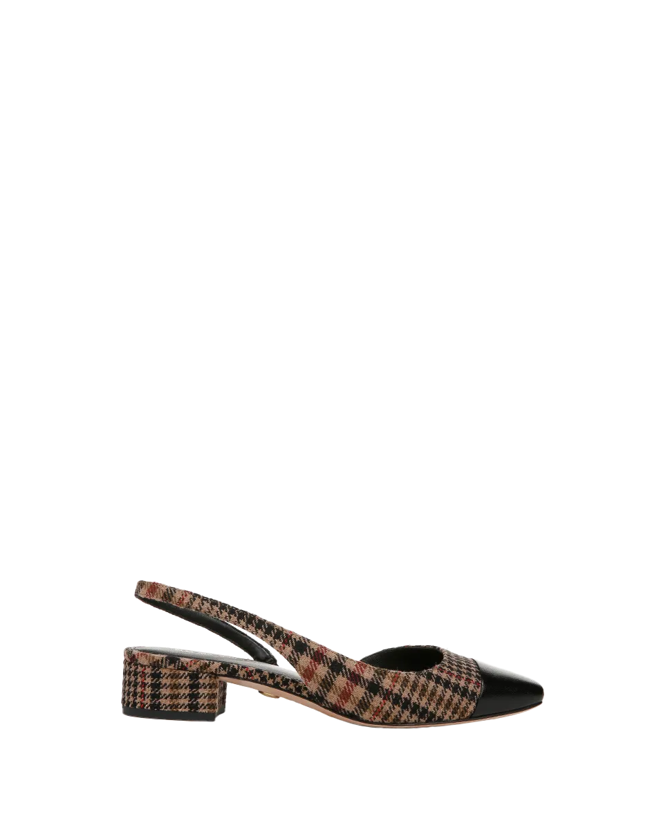 Cecile Plaid Cap-Toe Slingback