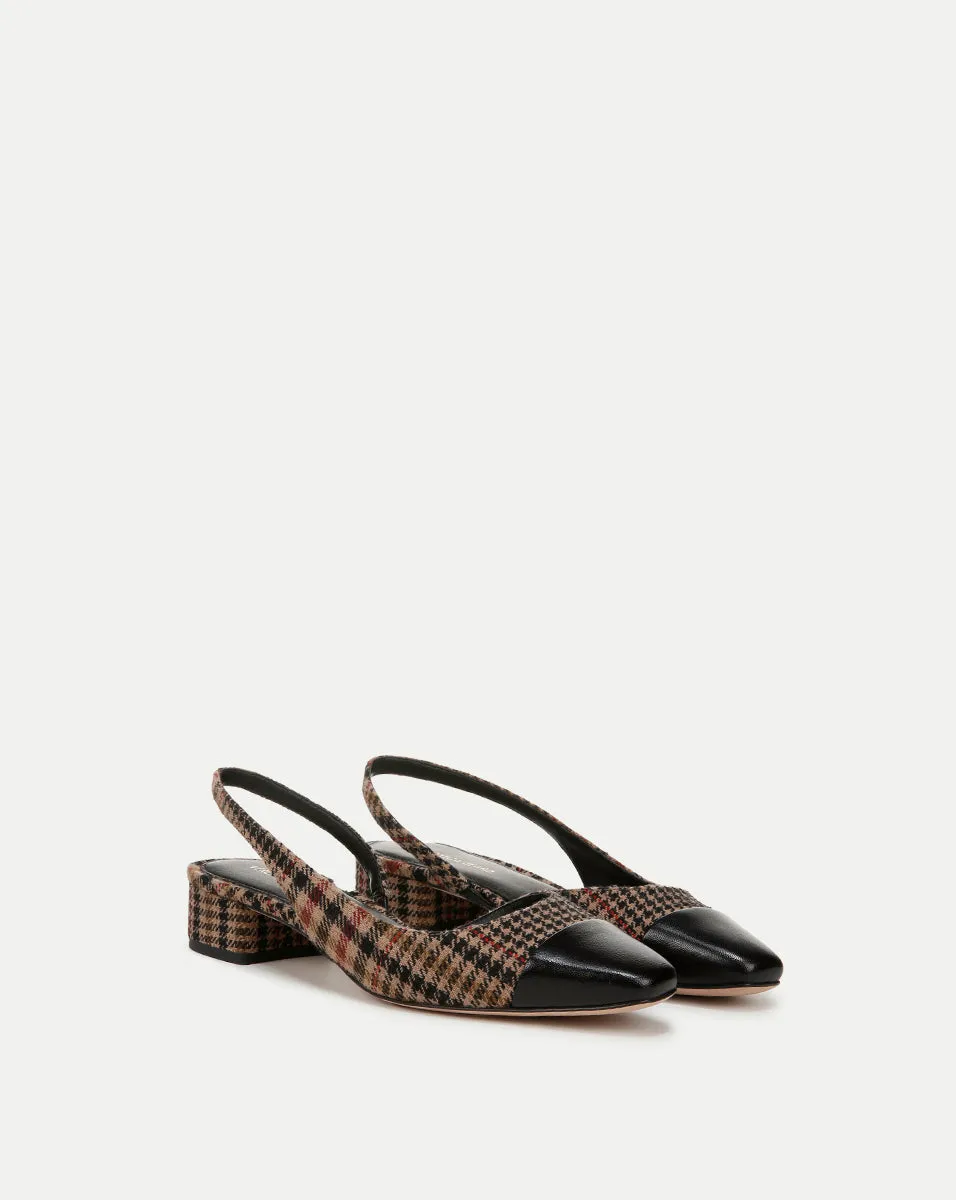 Cecile Plaid Cap-Toe Slingback