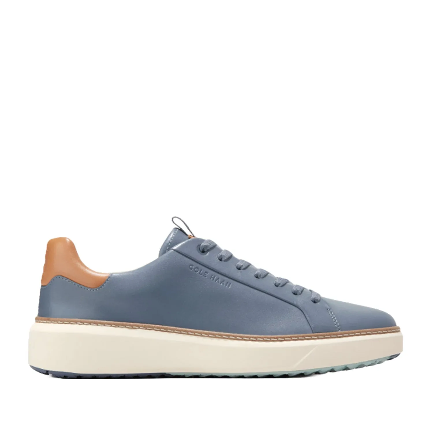 Cole Haan Mens Grandpro Topspin Golf Sneakers in Folkstone Gray with Natural Tan and Ivory Accents