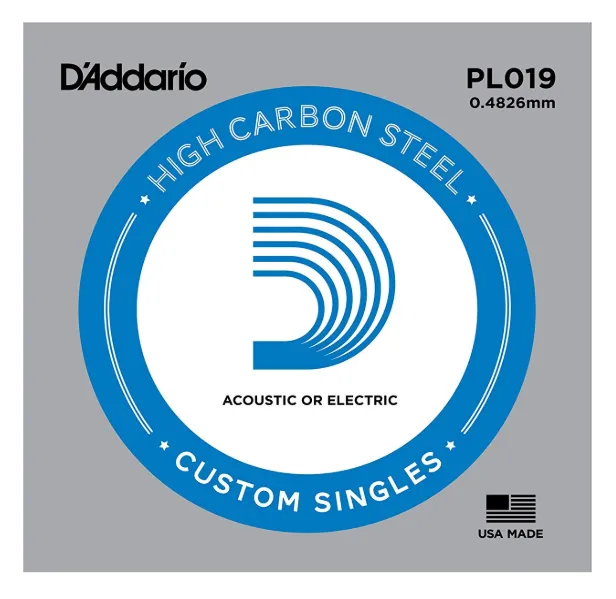 D'Addario PL019 Plain Steel Guitar Single String, .019