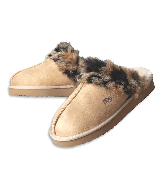 [Defective] Pawj Slippers | Tan / Wild Leopard