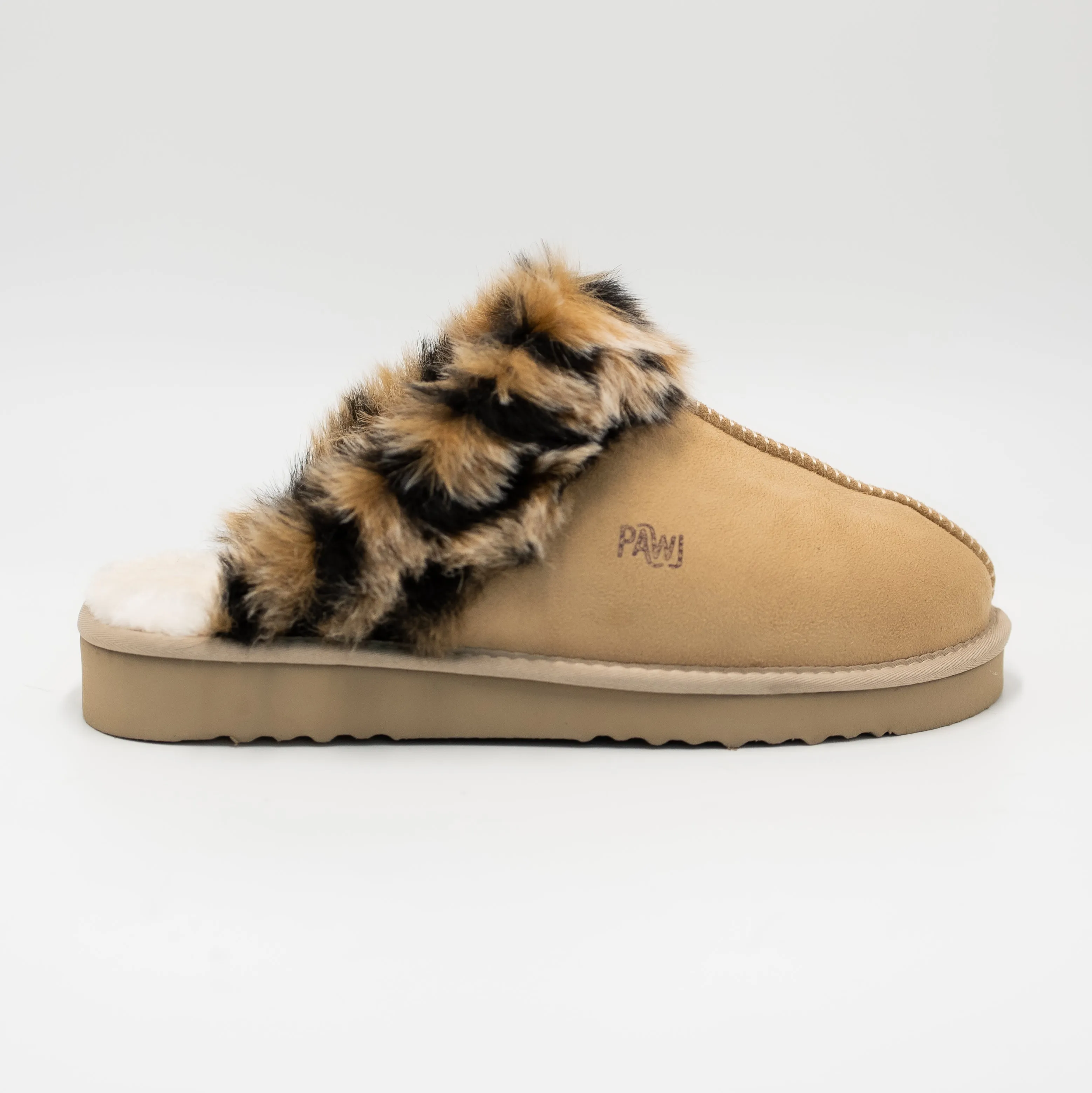 [Defective] Pawj Slippers | Tan / Wild Leopard