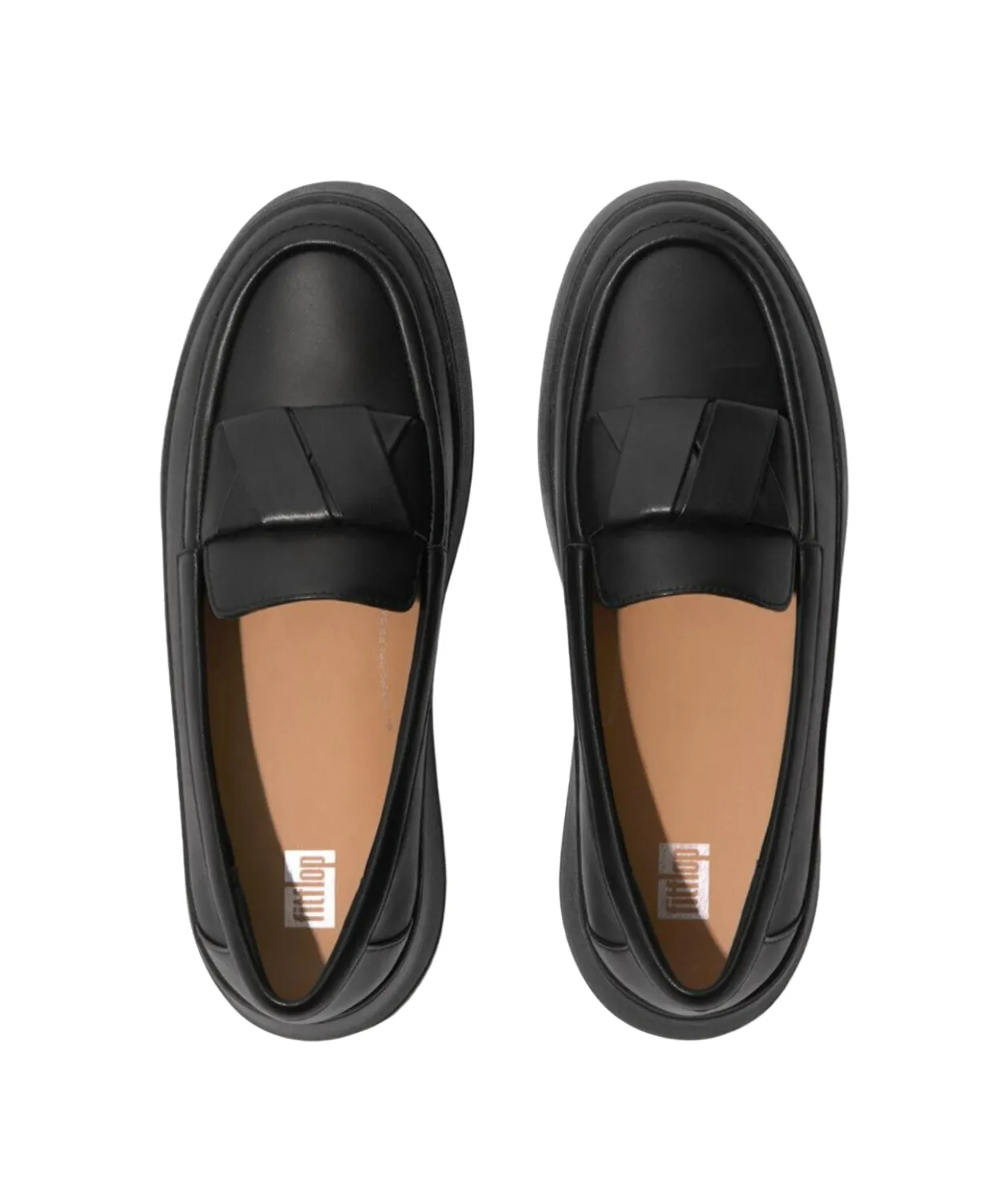 FitFlop F-Mode Folded-Leather Black Flatform Loafers for Ultimate Comfort and Style