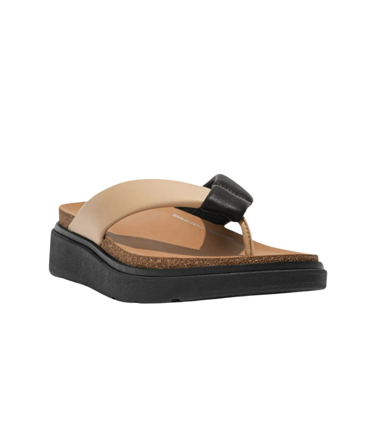 Fitflop Gen-FF Padded-Strap Leather Toe Post Latte Beige/Black