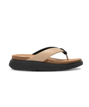 Fitflop Gen-FF Padded-Strap Leather Toe Post Latte Beige/Black