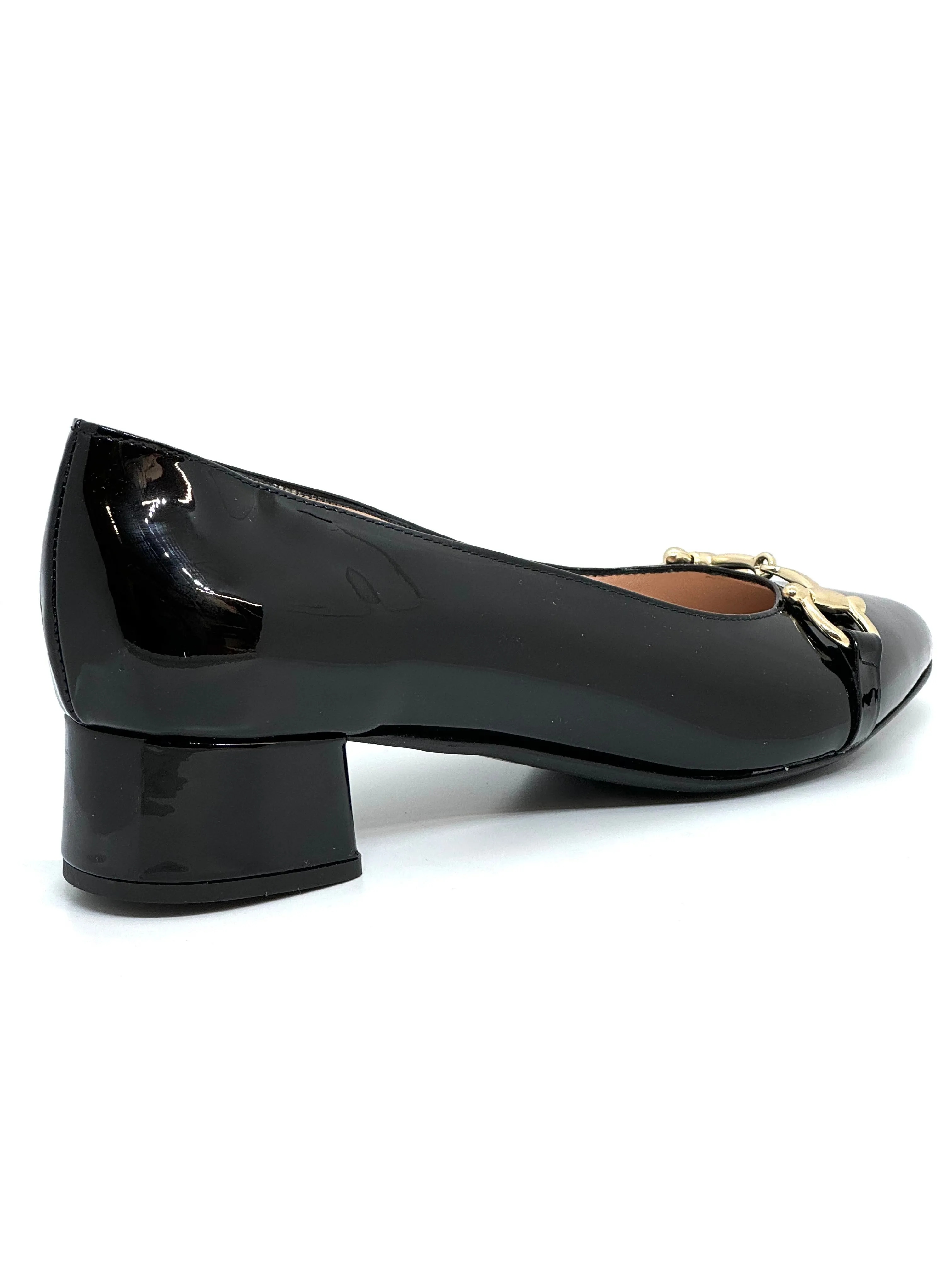 HB Ladies Patent Trim Low Block Heel