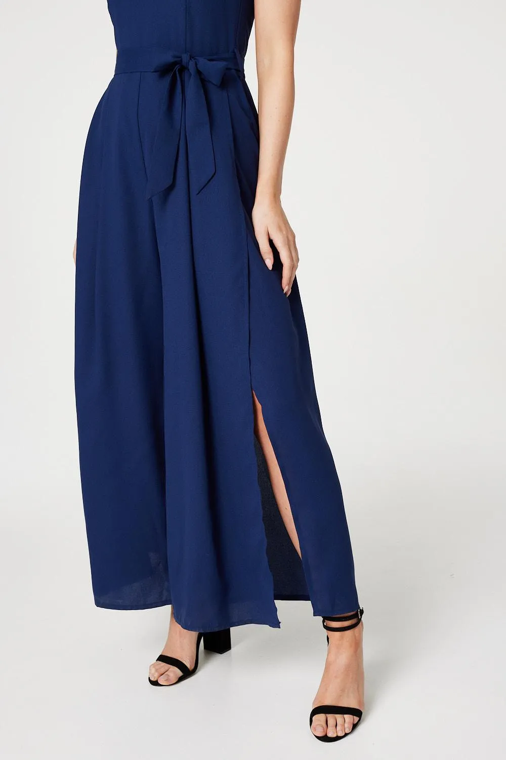 High Neck Split Leg Jumpsuit