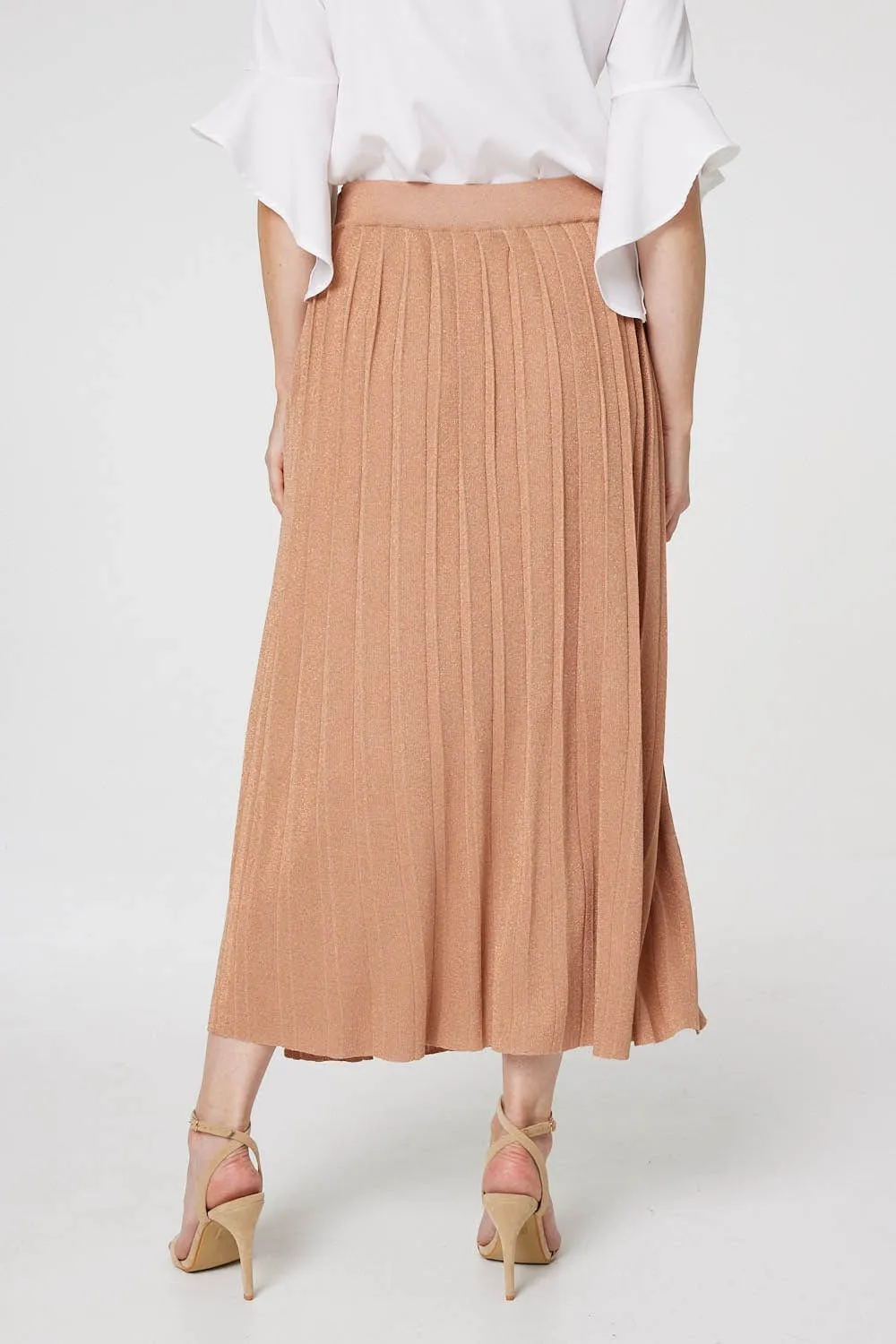 High Waist Pleated Knit Skirt