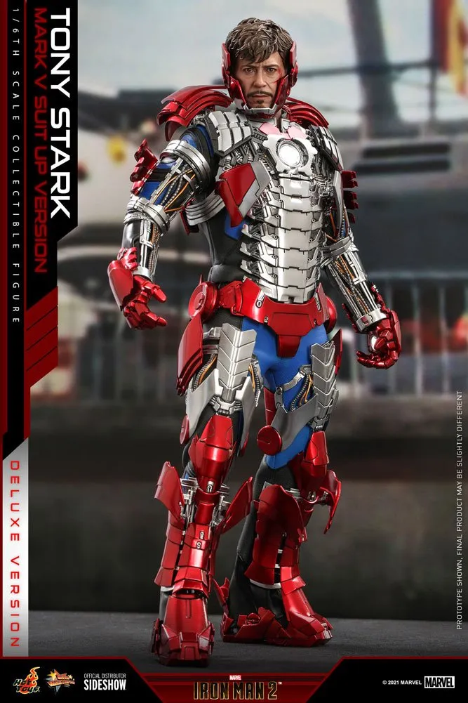 Hot Toys Iron Man 2 Tony Stark (Mark V Suit Up Version) Deluxe Sixth Scale Figure