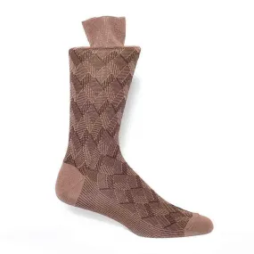 Johnston & Murphy Tan Stripe Pattern Crew Length Men's Socks