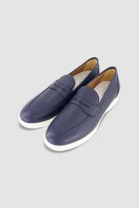 Kiton Blue Leather Loafers