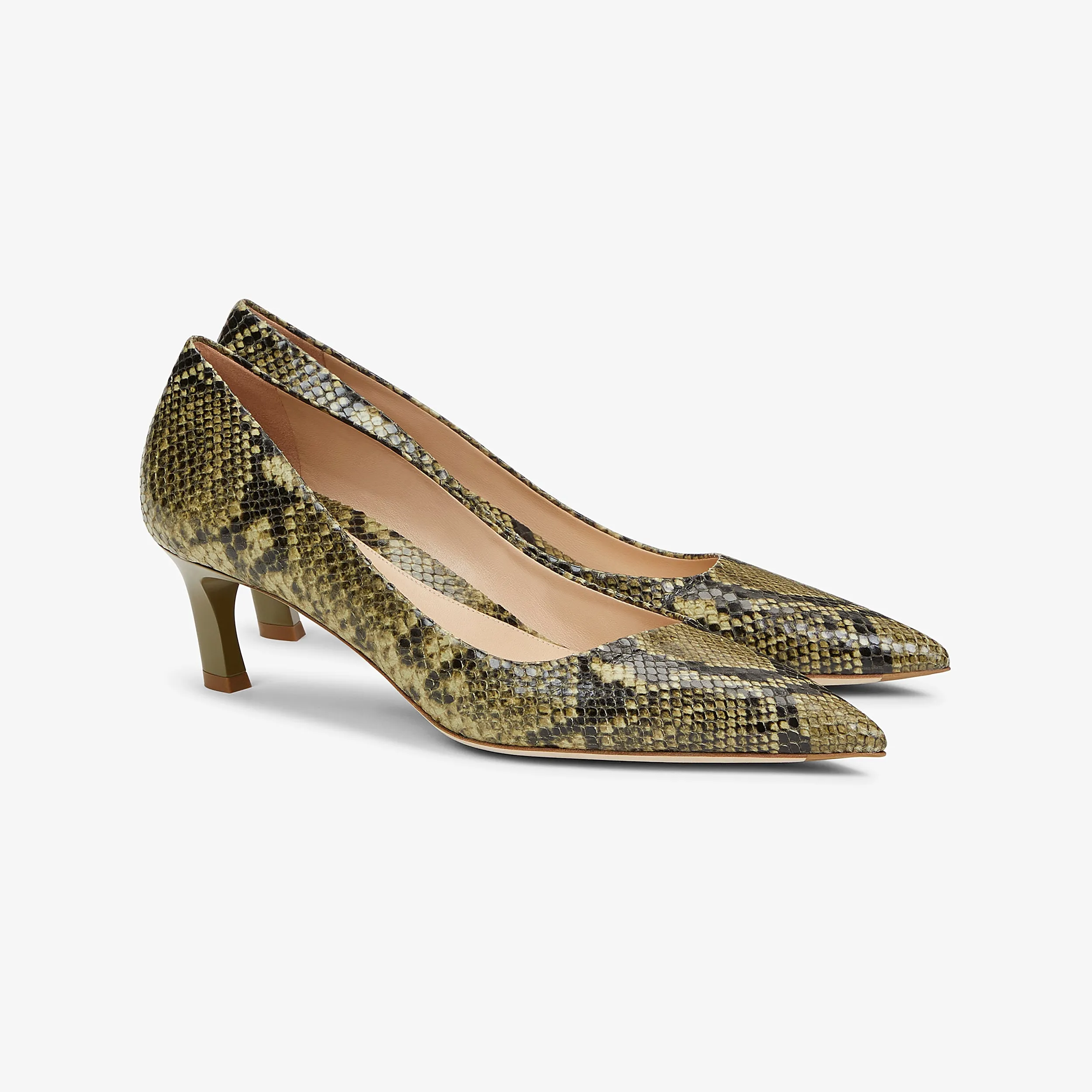 Lillian Pump - Embossed Snakeskin :: Black / Olive