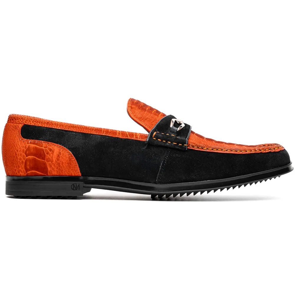 Marco Di Milano Hugo Ostrich Orange/Black Bit Loafers