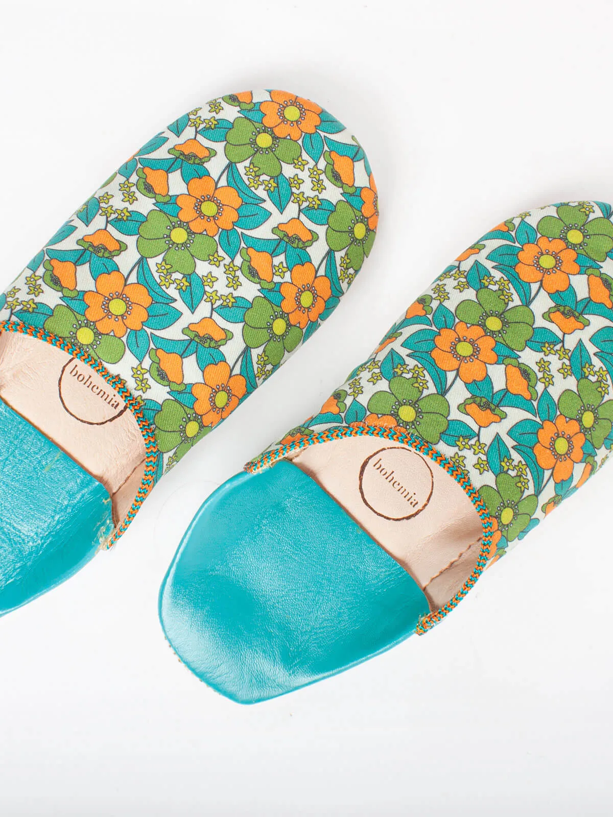 Margot Floral Babouche Slippers, Aqua