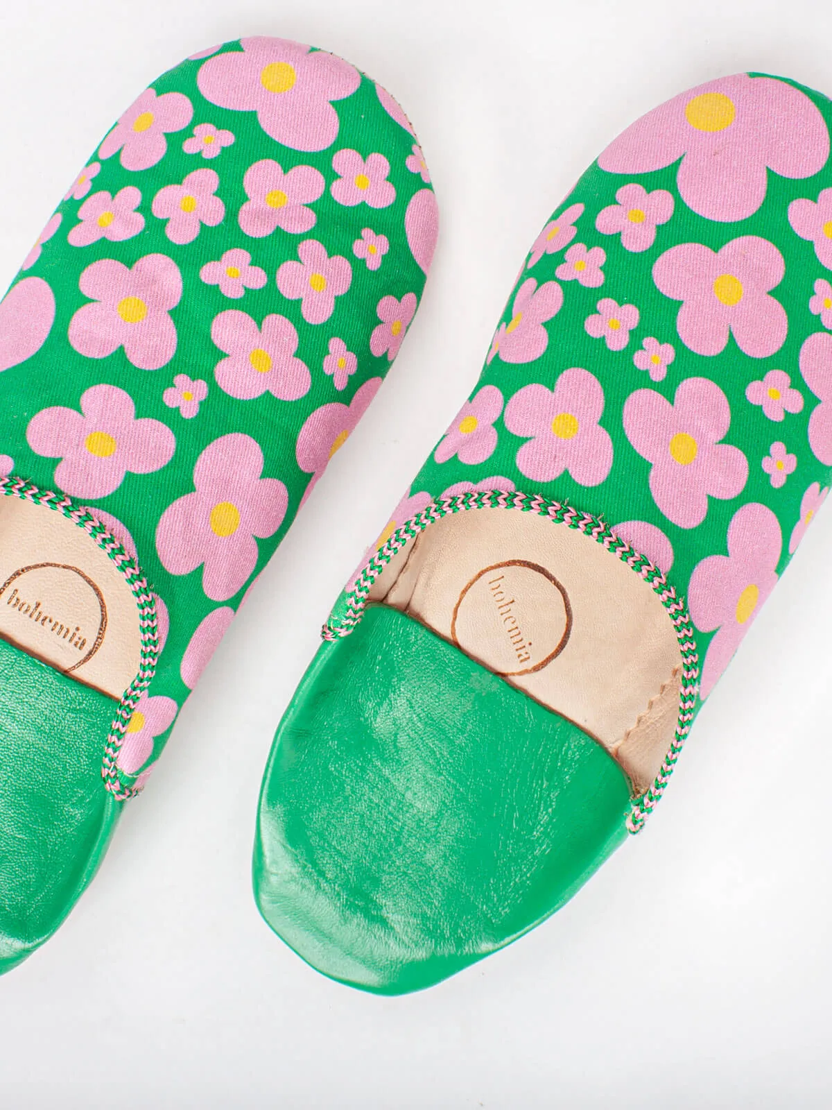 Margot Floral Babouche Slippers, Green