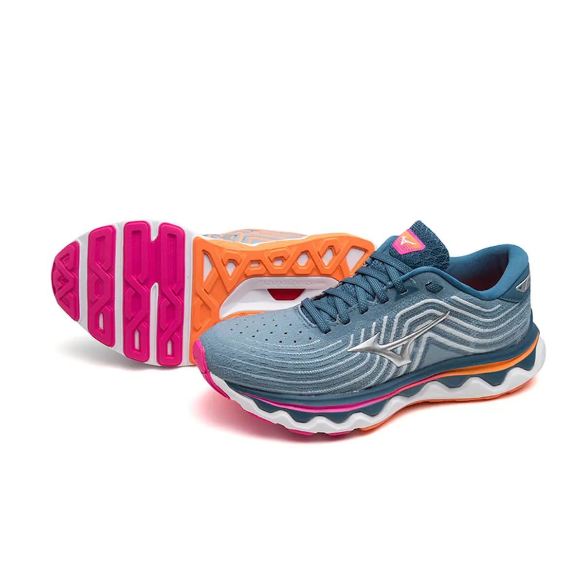 Mizuno Womens Wave Horizon 6 Running Shoes | Blue Ashes/Silver - Style 87 C